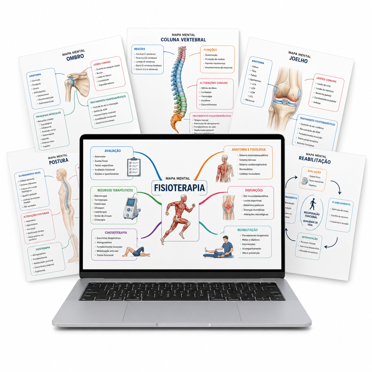 Mockup de los +200 mapas mentales de fisioterapia